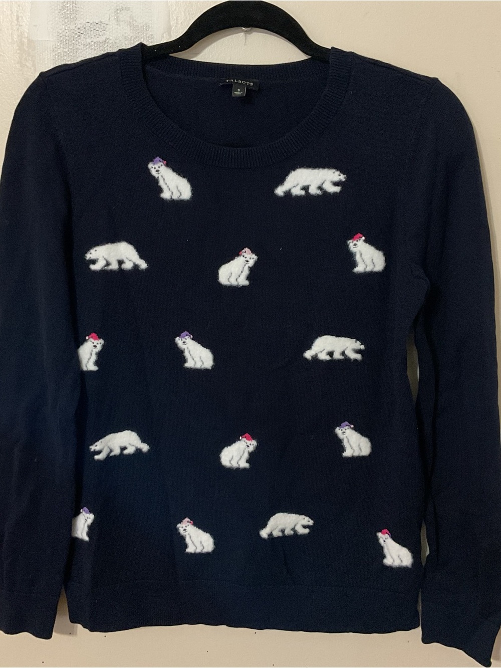 Talbots Womens Navy Polar Bear Sweater Size S